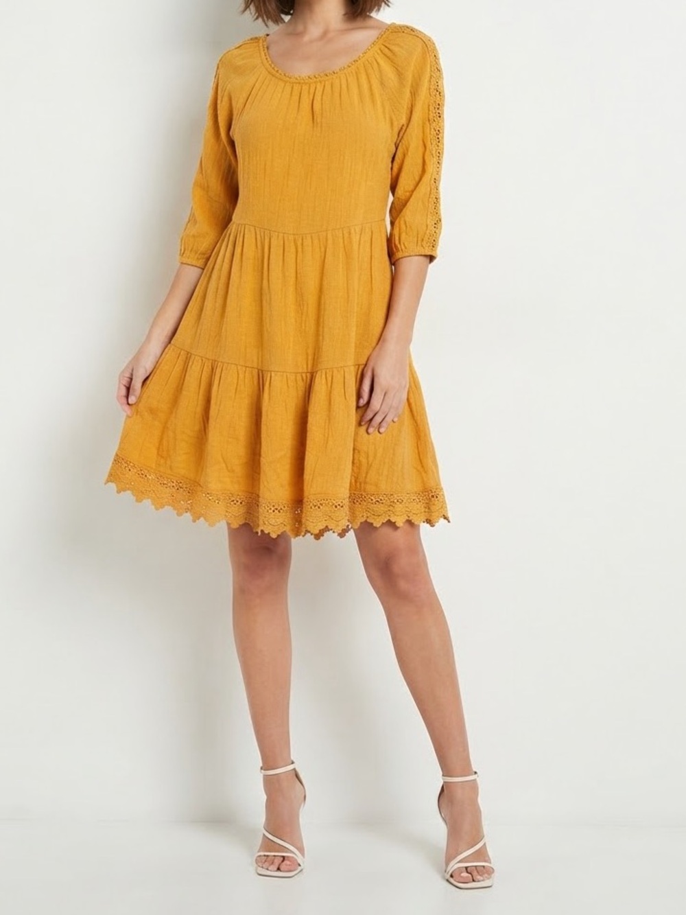 Mustard Yellow Tiered Boho Dress